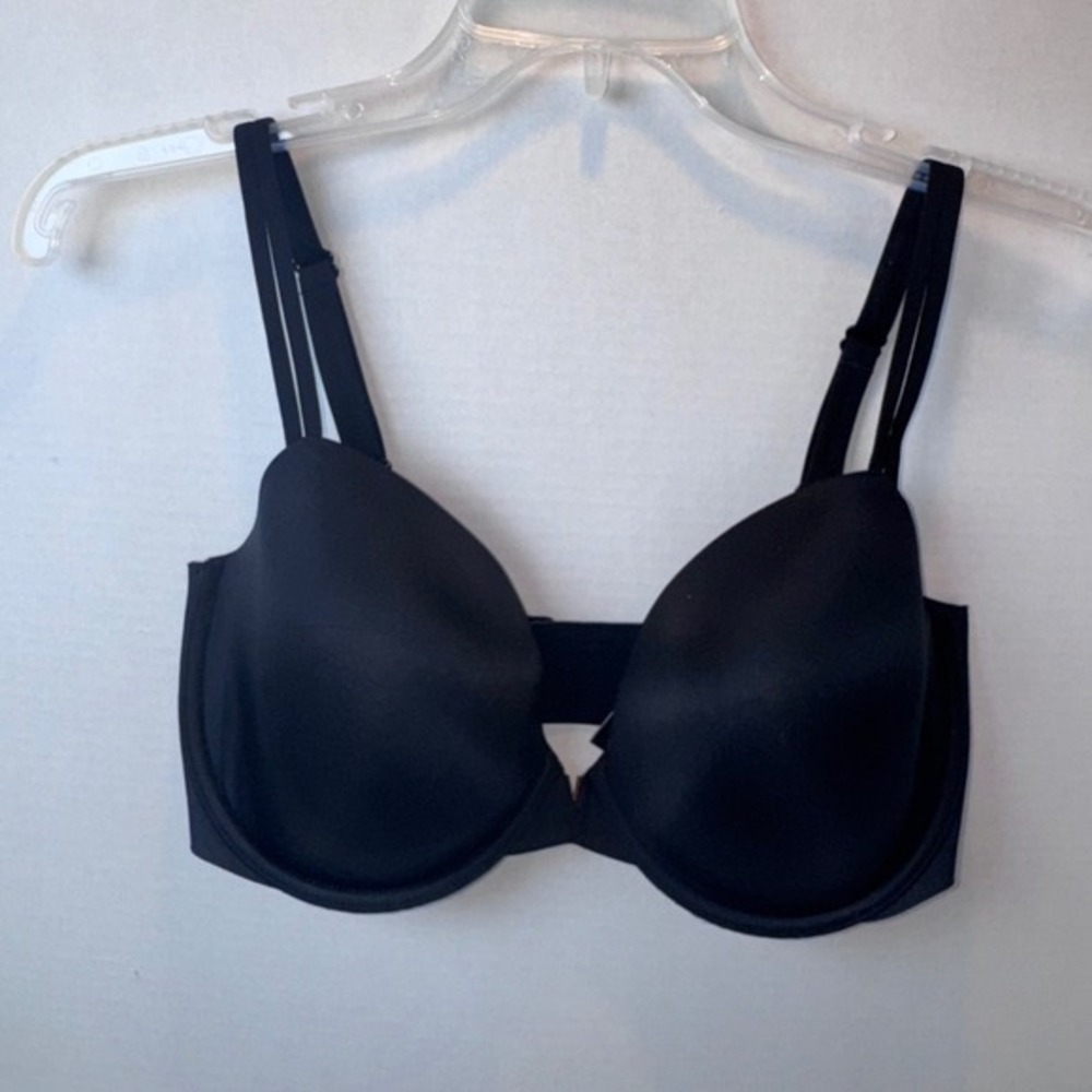 Victoria's Secret Lined Demi Bra Women 34DDD Black V-Hardware Double‎ Strap
